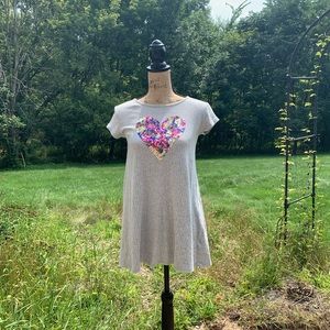 gray play dress with rainbow sparkle heart